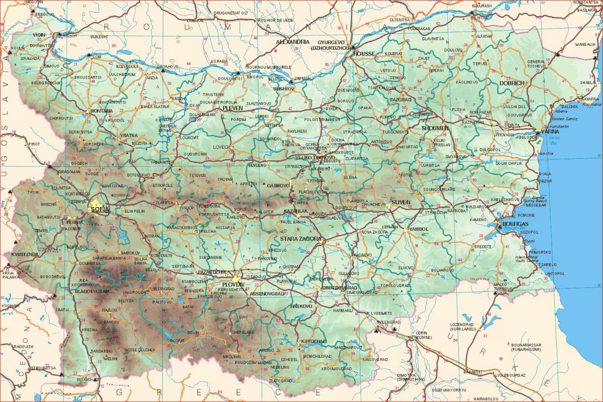 Bolgarija ceste zemljevid