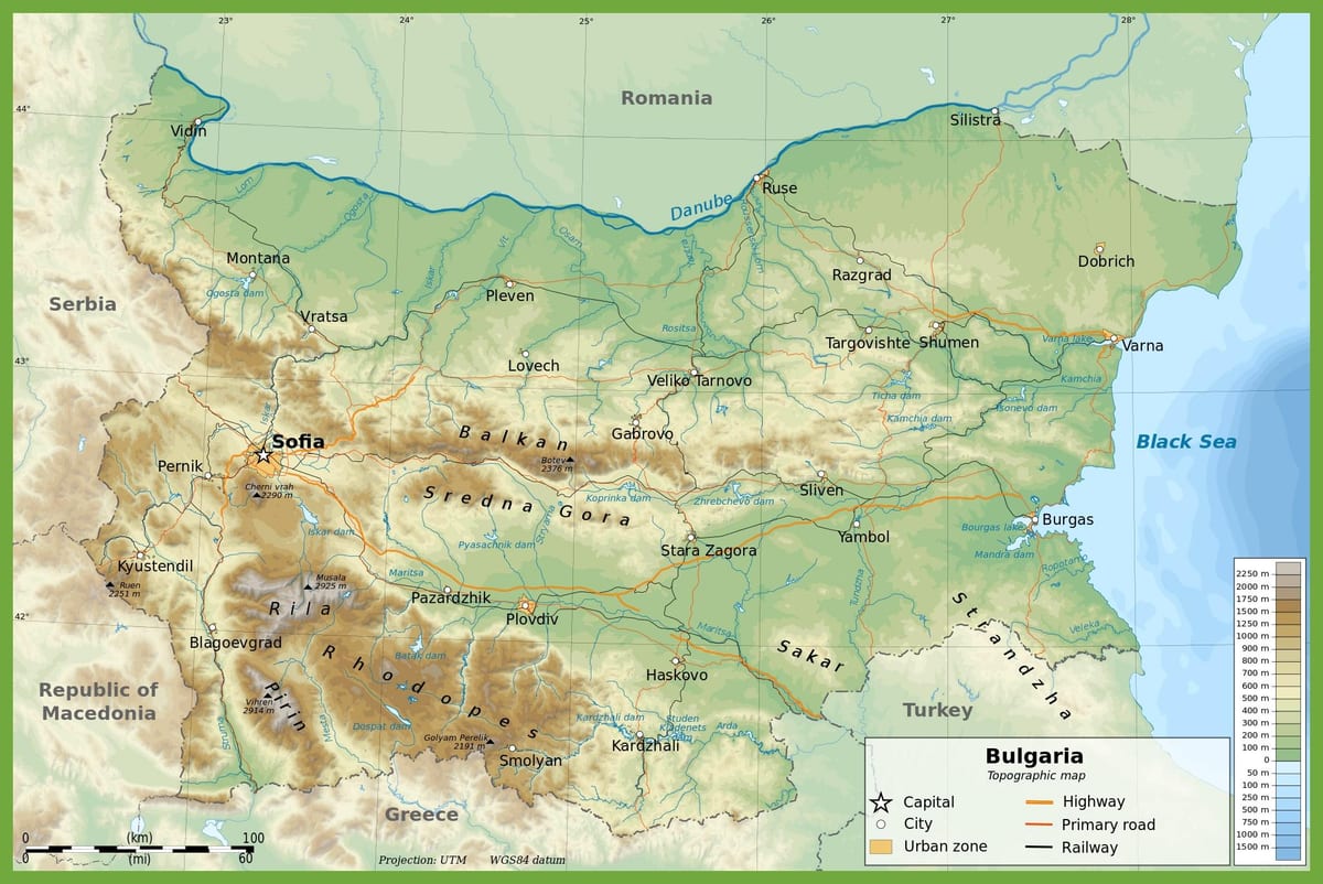 Bolgarija topografskih zemljevidov