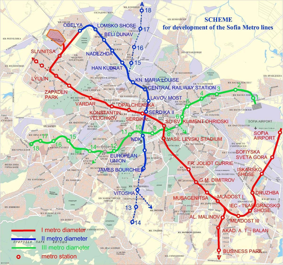 zemljevid Bolgarija metro