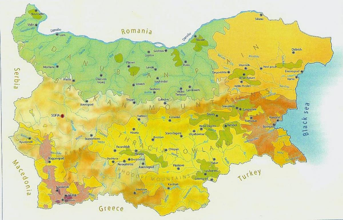 zemljevid Bolgarija podnebje