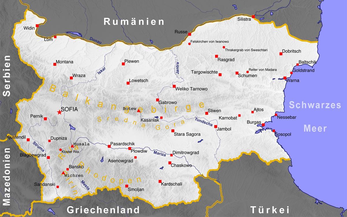 Bolgarija mest zemljevid