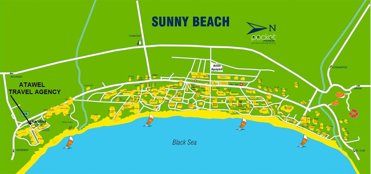 zemljevid Bolgarija sončni plaži