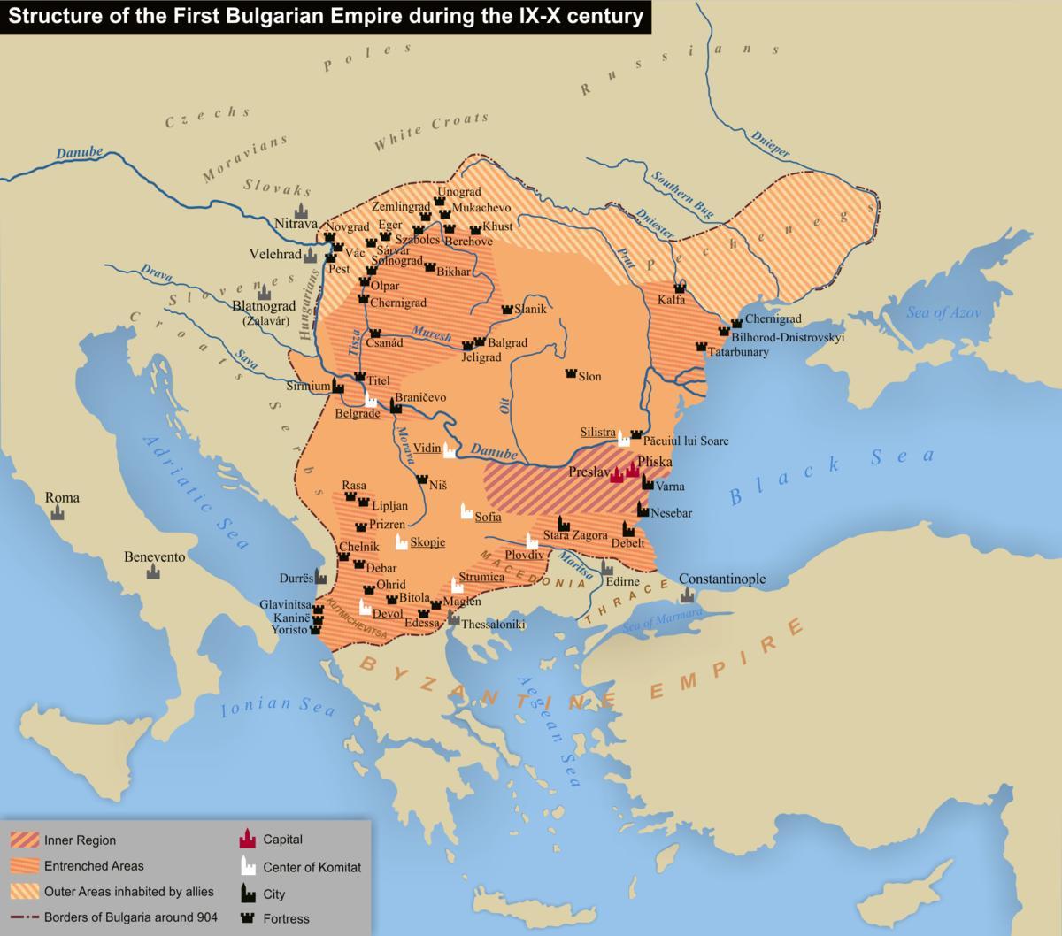 zemljevid bolgarske imperij