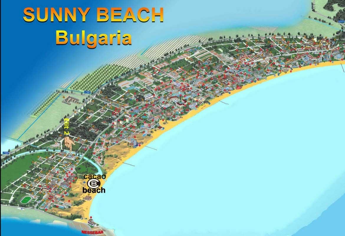 zemljevid kakava plaži Bolgarija