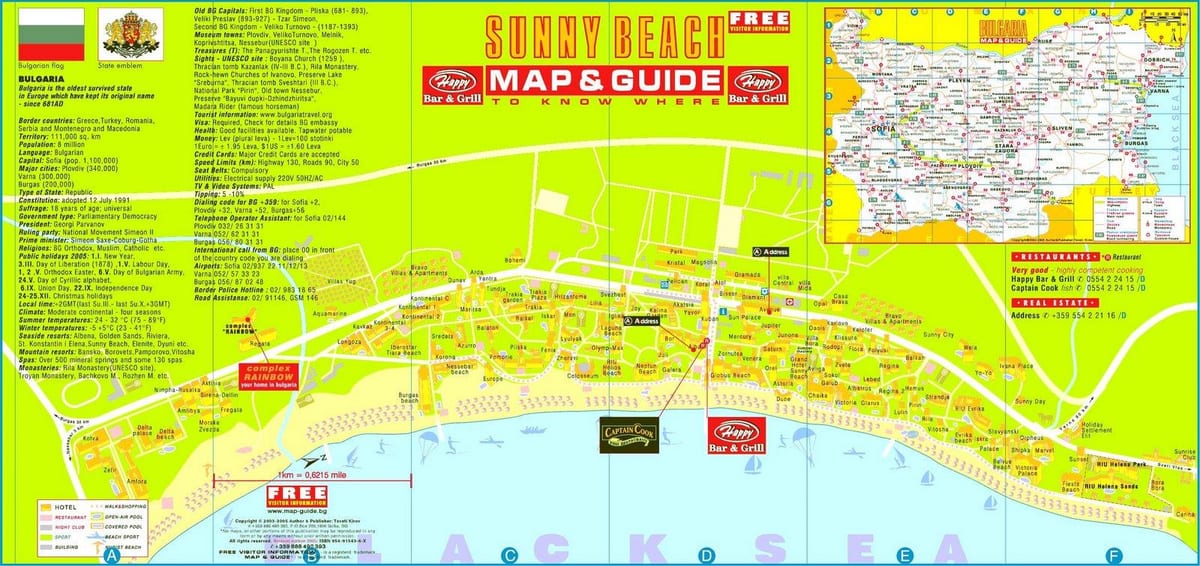 turistična karta sončni plaži Bolgarija