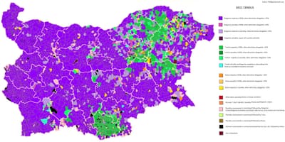 Zemljevid Bolgarija etnične