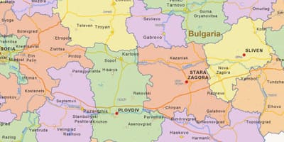 Zemljevid politične Bolgarija