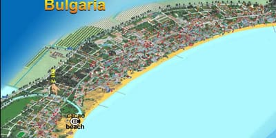 Zemljevid kakava plaži Bolgarija