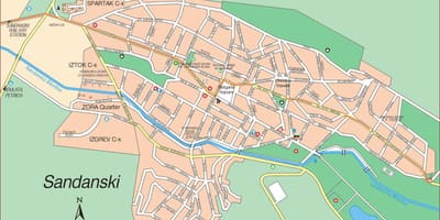 Zemljevid sandanski Bolgarija